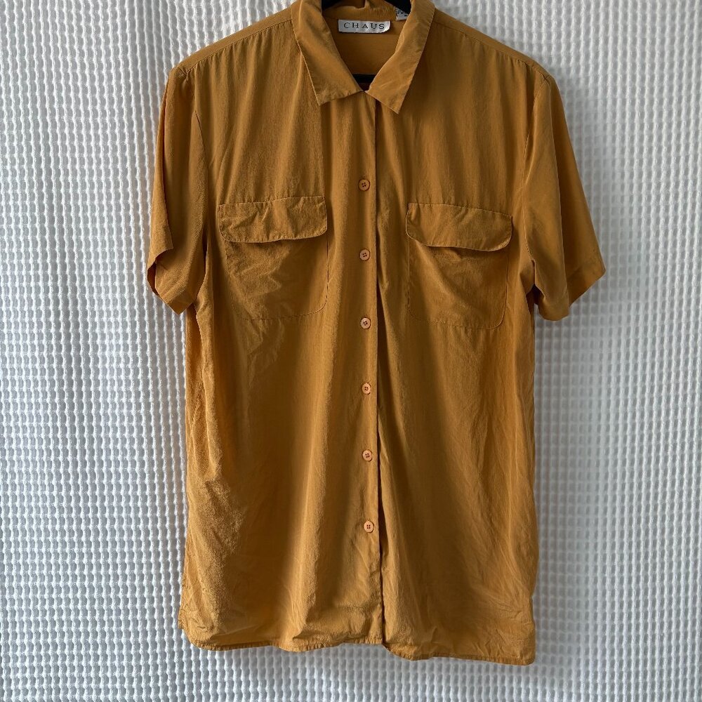 Chaus vintage mustard ocher yellow silk top women's size 12